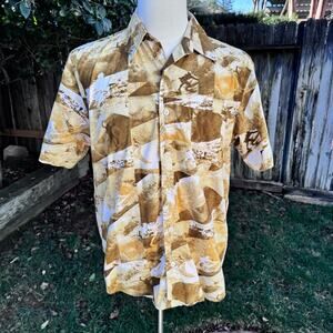 A Chang Hawaiian Shirt Short Sleeves Button Surfers Men's Size Large